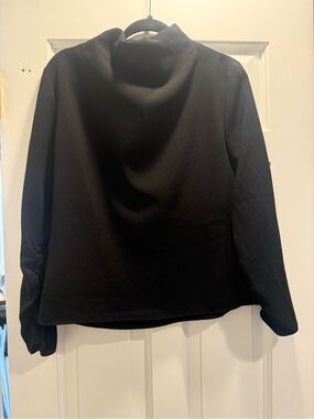 Zara Black Long-Sleeve Draped Neck Blouse